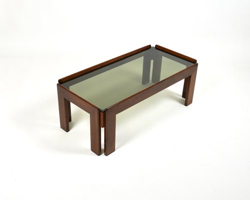 Vintage Italian Coffee Table in Wood and Glass by Afra