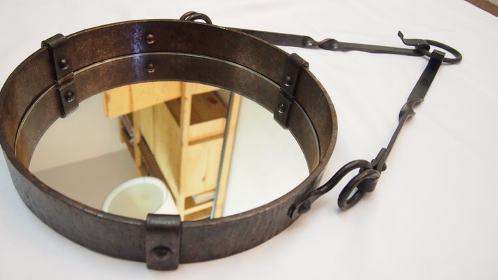 Round French Wrought Iron Wall Hanging Mirror 1958 For At Pamono French Wrought Iron Wall Hanging Mirror