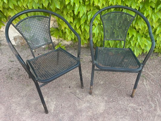 Poltrone vintage in ferro battuto, anni '60, set di 12 in vendita