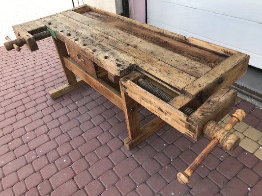 Carpenters Workbench with Drawer and Shelf, 1900s for sale at Pamono