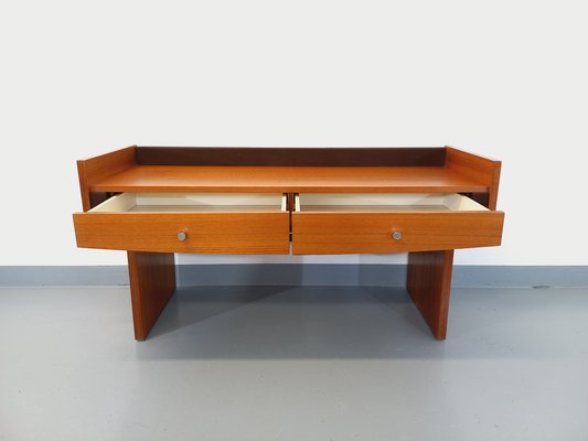 Small Vintage Scandinavian Style Dressing Table in Teak Chrome