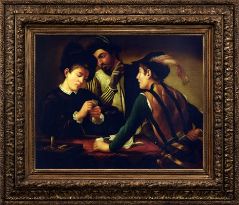 After Caravaggio, I Bari, Oil on Canvas, Framed for sale at Pamono