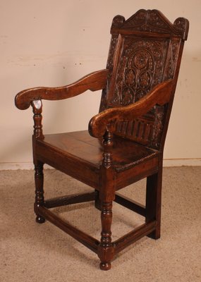 Early 17th Century Charles I Joined Oak Armchair for sale at Pamono
