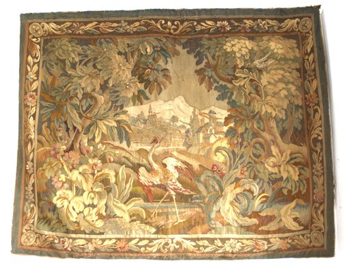 Tapisserie Murale Française Vintage 1980 – Motif Floral Multicolore Coton 3.3x4.1 – Déco Murale