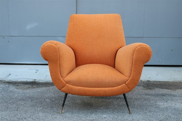 Sessel Samt Orange von Gigi Radice für Minotti Italia, 1950er bei