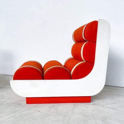 Set of Mid-Century Modern Italian Red Lounge Chairs, 1960s for