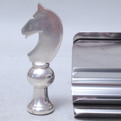 Ravinet d'Enfer Hermès Silver Plated Bronze Chess Knight Bottle