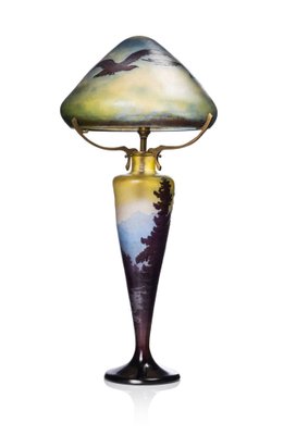 French Art Nouveau Vosges Paysage Table Lamp by Emile Galle, 1910