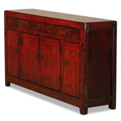 Vintage Red Lacquer Dongbei Sideboard - Early 20thC Vintage Red Lacquer Dongbei Sideboard - Early 20thC