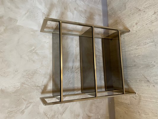 Vintage Glass and Brass Shelf, 1980 for sale at Pamono
