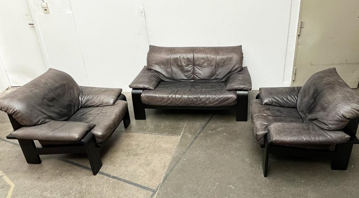 Postmodern German Brutalist Lounge Armchairs and Sofa by Rolf Benz for Musterring, 1990s, Set of 3 for sale at Pamono