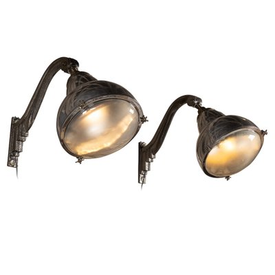 20th Century Dutch Polished Metal Outdoor Lamps 1920s Set of 2