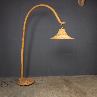 20th Century Italian Bamboo Arc Floor Lamp by Vivai Del Sud 1970s