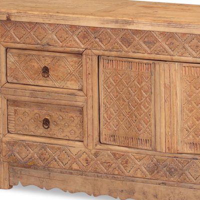 Carved Low Sideboard From Xinjiang - 19thC Carved Low Sideboard From Xinjiang - 19thC