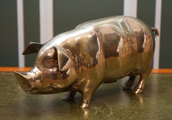 Vintage Brass Piggy Bank, 1920s for sale at Pamono