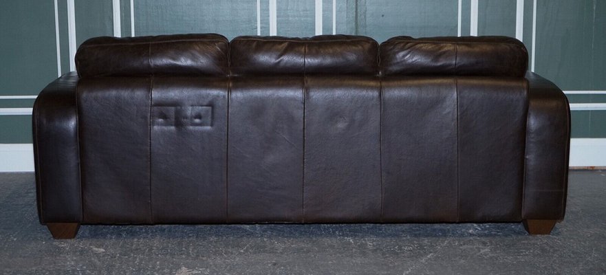 Vintage Chocolate Brown Leather Three Seater Sofa by Sofitalia for