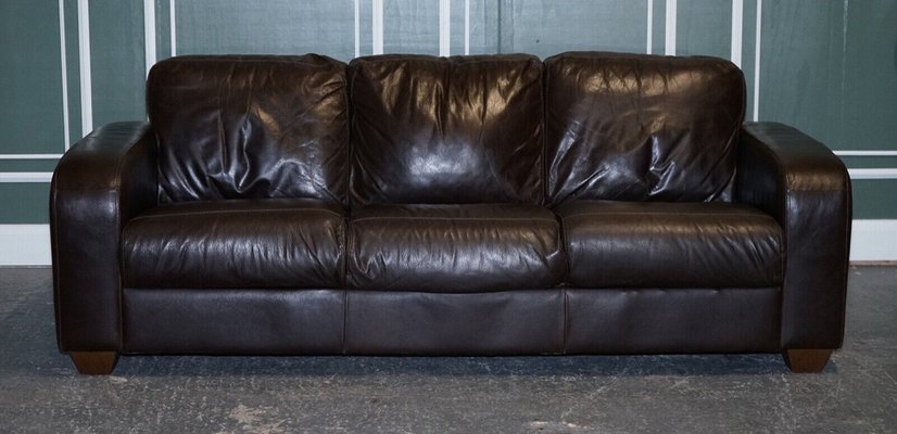 Vintage Chocolate Brown Leather Three Seater Sofa by Sofitalia for