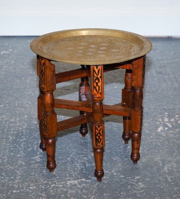 Vintage Moorish Moroccan Brass Folding Tray Table for sale at Pamono