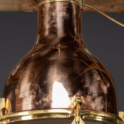 Vintage Danish Polished Brass Cargo Ship Light, 1960 for sale at