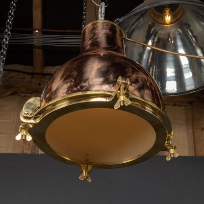 Vintage Danish Polished Brass Cargo Ship Light, 1960 for sale at