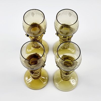 Antique Hand Blown Glass Wine Glasses from Roemer, Germany, 1880-1900s, Set  of 4 for sale at Pamono