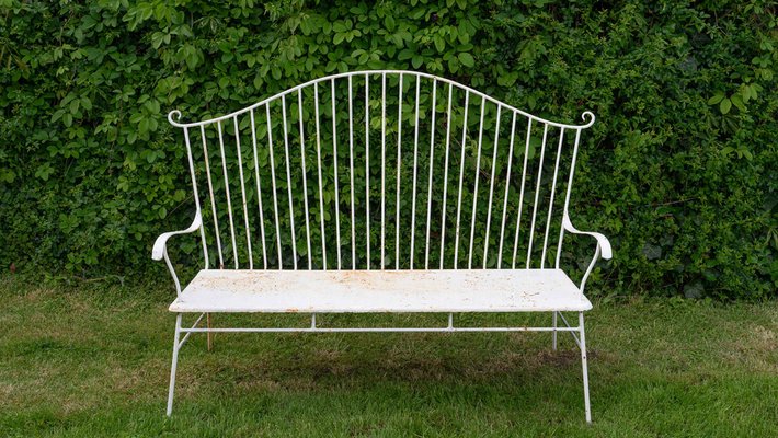 Cream metal garden 2025 bench