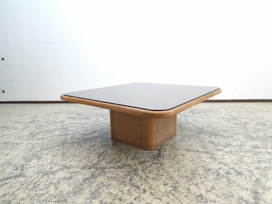 Leather Glass Coffee Table from de Sede 1970s for sale at Pamono