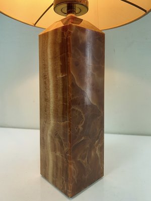 Mid-Century Marble Table Lamp with Orange and Brown Tones Mid-Century Marble Table Lamp with Orange and Brown Tones