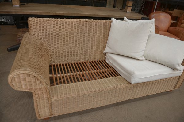 Vintage Bench Sofa in Rattan 1980s for sale at Pamono