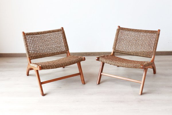 Los Angeles Lounge Chairs in Teak & Rope by Olivier De