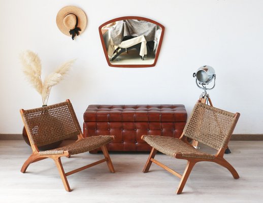 Pair of Leather & Wood Chairs by Olivier De Schrijver | #208717