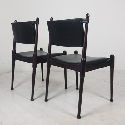 Silvio Coppola チェア　イタリア Silvio Coppola for Bernini Dining Chairs in Brown Leather