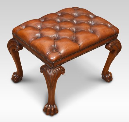 Leather Upholstered Stool, 1890s for sale at Pamono