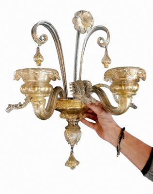 Art Nouveau Italian Murano Glass Wall Sconce in Blown Glass and