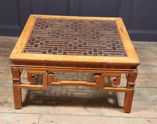 Antique Chinese Lattice Work Coffee Table for sale at Pamono