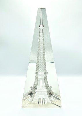 Lead Crystal Glass Obelisk with Eifell Tower from Desna, Czech Republic,  1980s