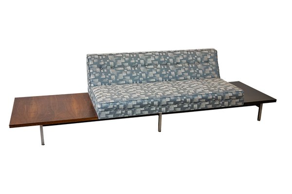 Couch with side table attached outlet