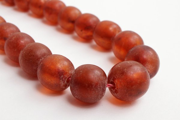 6 Perles Anciennes En Verre Ambre En Forme De Cœur - 20x17,3 Mm - Parfaites Pour Pendentif