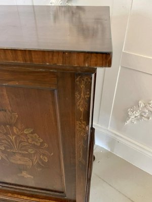 Victorian Figured Walnut Floral Marquetry Inlaid Bedside Cabinet