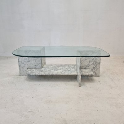 Italian Marble and Glass Coffee Table 1980s