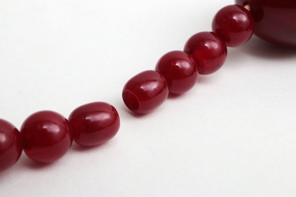 Art Deco Bakelite Cherry Amber Beaded Necklace, 1930s