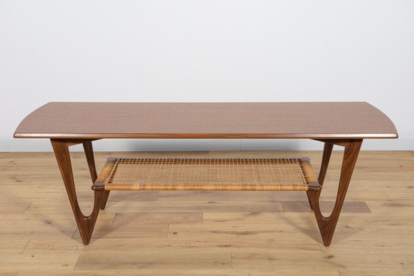 Mid-Century Teak & Rattan Coffee Table by Kurt Østervig for Jason