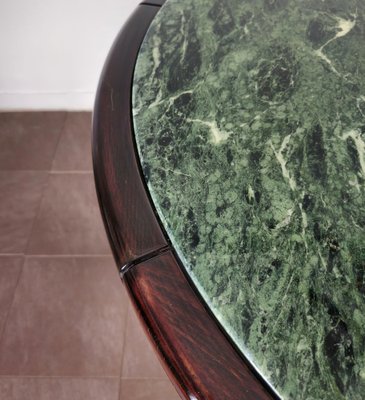 Vintage Wooden Dining Table and Green Marble by Guatemala Italy 1970s