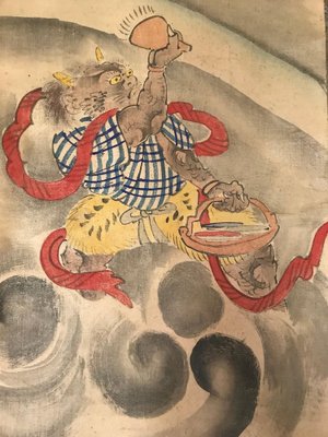 Large Japanese Edo Period Kakemono Scroll Hangings, 19th