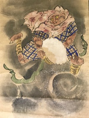 Large Japanese Edo Period Kakemono Scroll Hangings, 19th