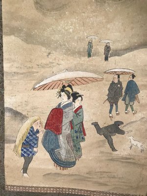 Large Japanese Edo Period Kakemono Scroll Hangings, 19th