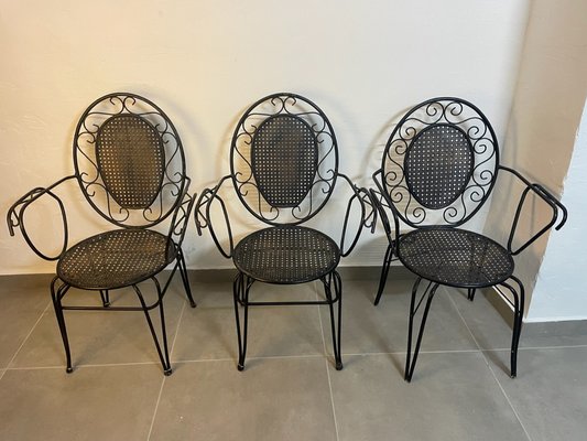 Poltrone provenzali in ferro battuto, anni '60, set di in