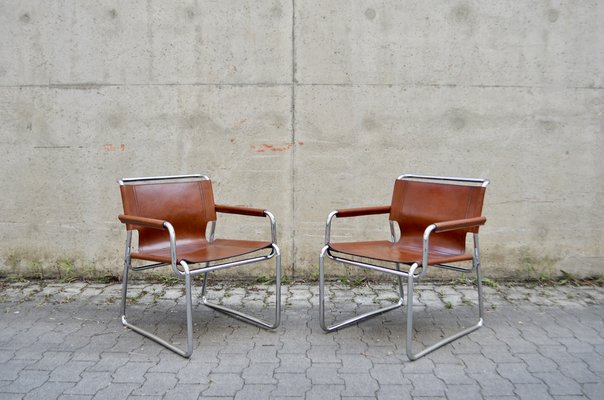 Vintage Italian Saddle Lounge Chair in Ox Red Cognac Leather