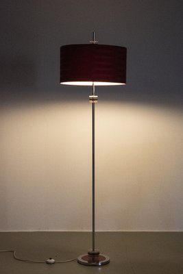 Floor Lamp with Striped Red Shade for sale at Pamono