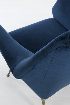 Italian Dark Blue Armchair for sale at Pamono